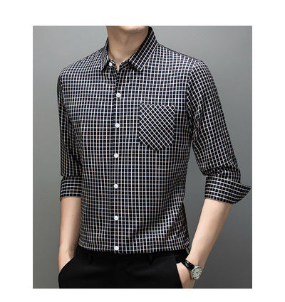 Camisa de Cuadros Manga Larga para Hombre - Primavera y Otoño - Image 18