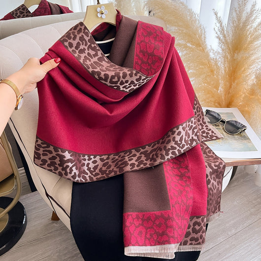 Bufanda Estampado Leopardo de Cachemira Artificial Elegante para Mujer - Image 26