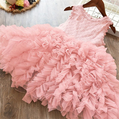 Vestido Princesa Niña Encaje Manga Larga Blanco Irregular Otoño Invierno - Image 13