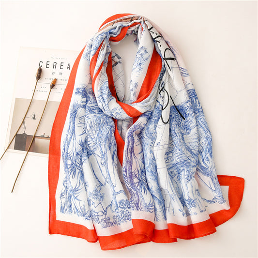 Pañoleta Estampada de Algodón y Lino - Versátil y Elegante