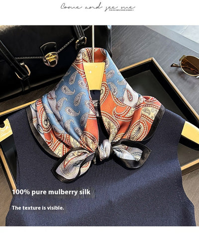 Pañuelo de Seda Estampado Paisley - Accesorio Versátil de Moda - Image 9