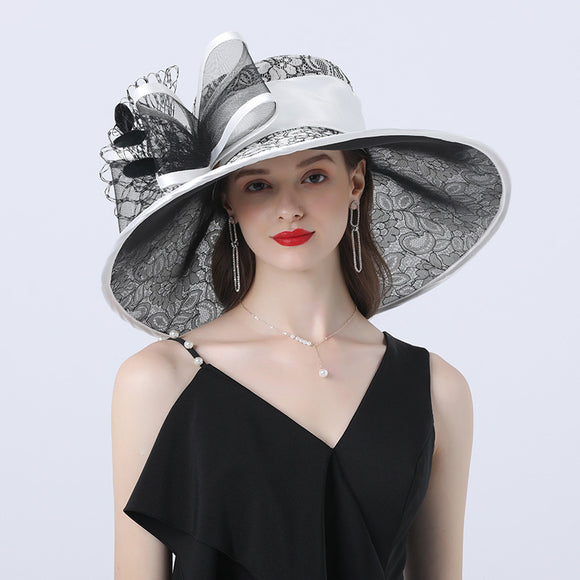 Sombrero de Ala Ancha para Mujer - Tela Satinada Transpirable y Cómodo