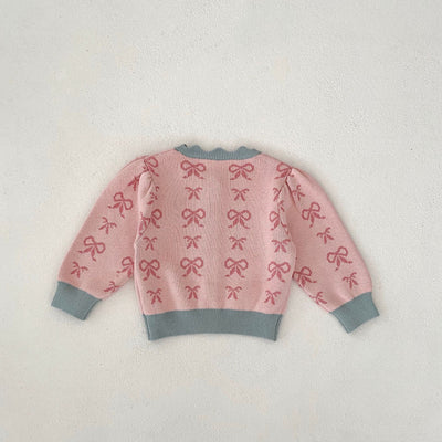 Cardigan Romper de Punto con Cuello Concha y Moño - Manga Larga - Image 16