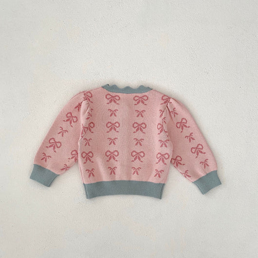 Cardigan Romper de Punto con Cuello Concha y Moño - Manga Larga - Image 16