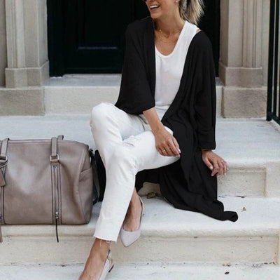Cardigan Suelto de Punto con Dobladillo Irregular para Mujer - Image 13