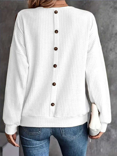 Blusa Manga Larga Hombros Descubiertos con Botones en la Espalda para Mujer - Image 12