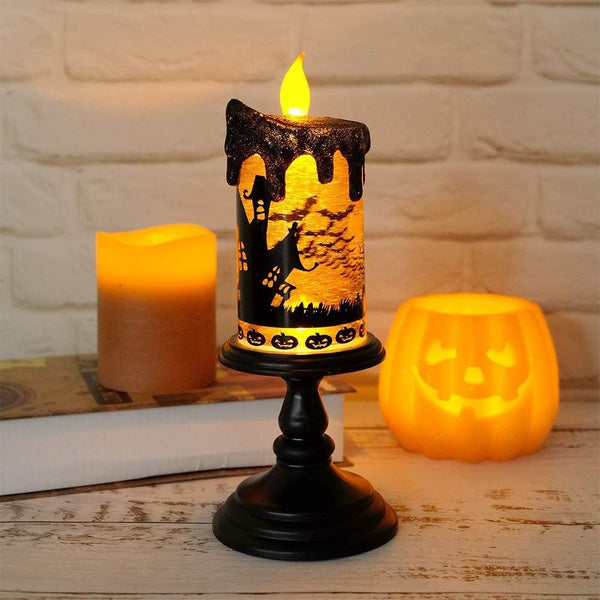 Lámpara Decorativa Halloween Castillo Calabaza con Velas LED