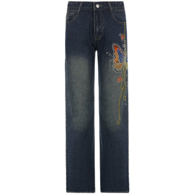 Jeans Retro Cintura Alta con Estampado de Mariposas para Mujer - Image 5