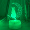 Lámpara LED 3D Decorativa Luna y Gato - Luz Acrílica Interior
