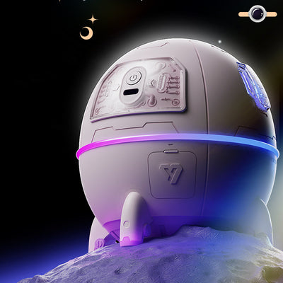 White USB astronaut humidifier shaped like a rocket, emitting mist, with a small astronaut figure inside a clear dome. - Image 4