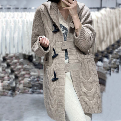 Chaqueta Suelta con Capucha y Botones Horn Torcidos - Image 9