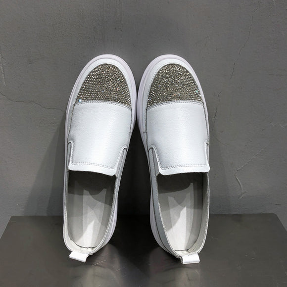 Zapatos Blancos Plataforma Slip-on de Cuero para Mujer - Versátiles y Cómodos