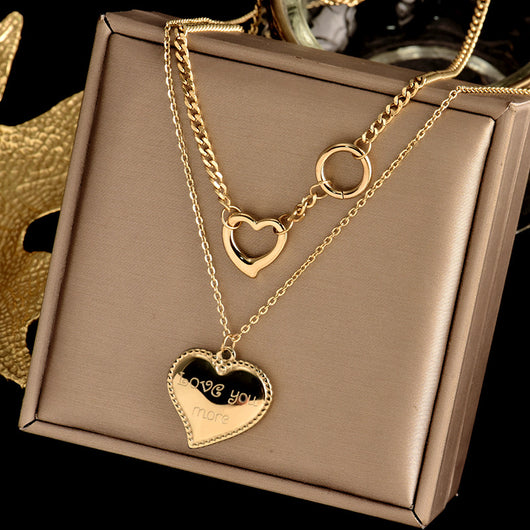 Cadena de Suéter Corazón Apilable en Acero Titanio - Image 5