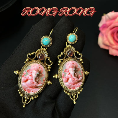 Aretes de Botón Elefante Retro Industrial Vintage - Image 6
