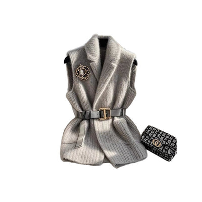 Chaleco Tejido Grueso Gris para Mujer Talla Petite - Image 8