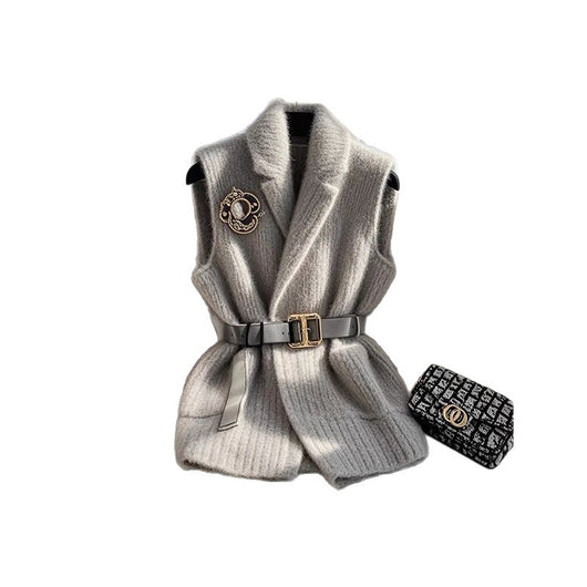 Chaleco Tejido Grueso Gris para Mujer Talla Petite - Image 8