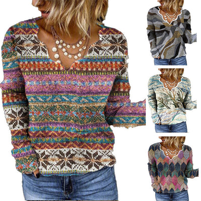 Camiseta Estampada Vintage para Mujer - Diseño Onda Cuello V - Image 13