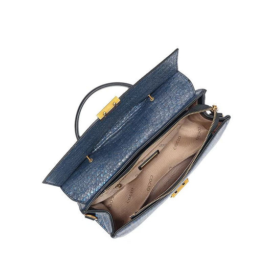 Bolso de Mano Azul con Textura de Serpiente - Diseño Premium para Mujer - Image 12