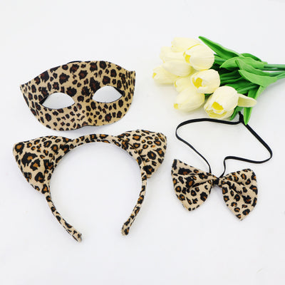 Conjunto de Máscara Media Cara y Diadema Estampado Leopardo para Halloween - Image 6