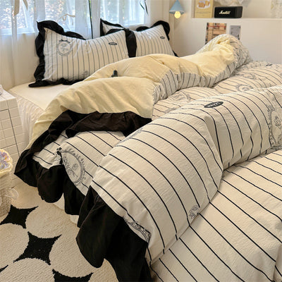 Juego de Cama Algodón Lavado Encaje Tulipán Estilo Coreano 4 Piezas - Image 10