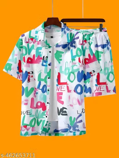 Conjunto de Pantalón y Playera Estampada 3D Suelta para Hombre - Image 9
