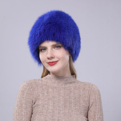 Gorro Tejido con Pelaje de Zorro - Protección Auditiva Cálida para Otoño e Invierno