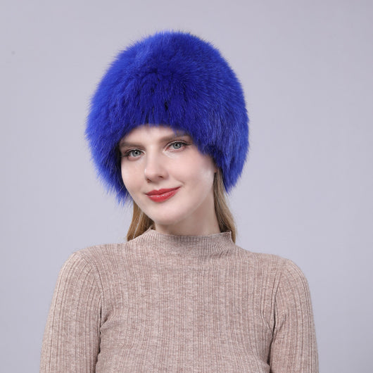Gorro Tejido con Pelaje de Zorro - Protección Auditiva Cálida para Otoño e Invierno