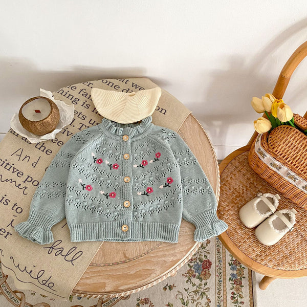 Cardigan Tejido Hueco Bordado Versátil