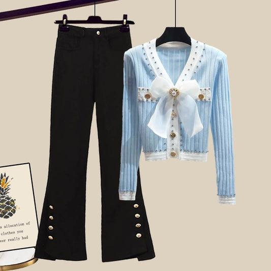 Conjunto Otoñal para Mujer Talla Grande con Detalle de Moño - Image 2
