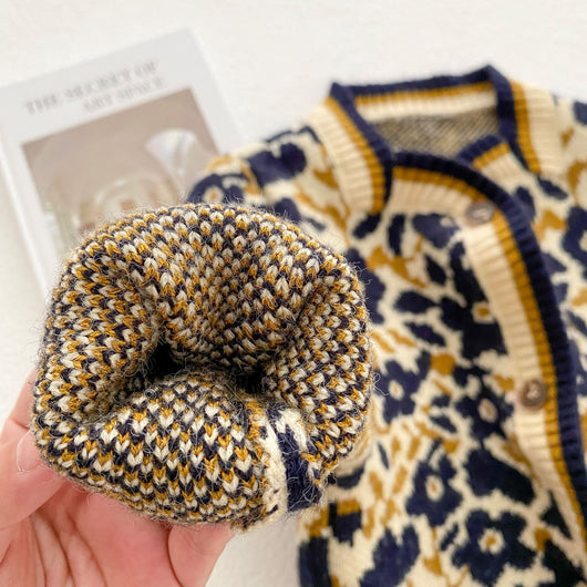 Cardigan Falda Tejido Floral Retro para Niñas - Image 2