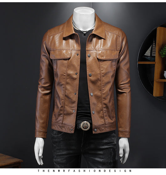 Chaqueta de Cuero PU para Motociclista con Solapa - Estilo Masculino - Image 19