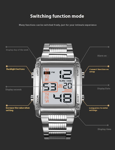 Reloj Deportivo Digital Cuadrado para Hombre con Pantalla de Fecha y Resistencia al Agua - Image 18