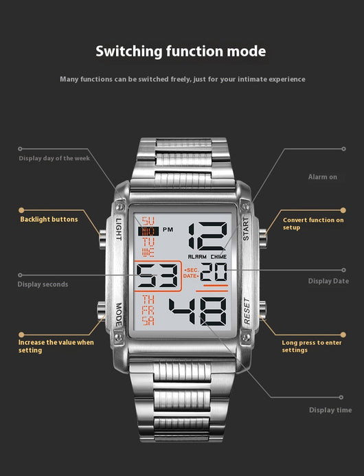 Reloj Deportivo Digital Cuadrado para Hombre con Pantalla de Fecha y Resistencia al Agua - Image 18