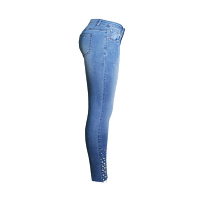 Jeans Slim Skinny Elásticos con Detalles de Cuentas - Image 4