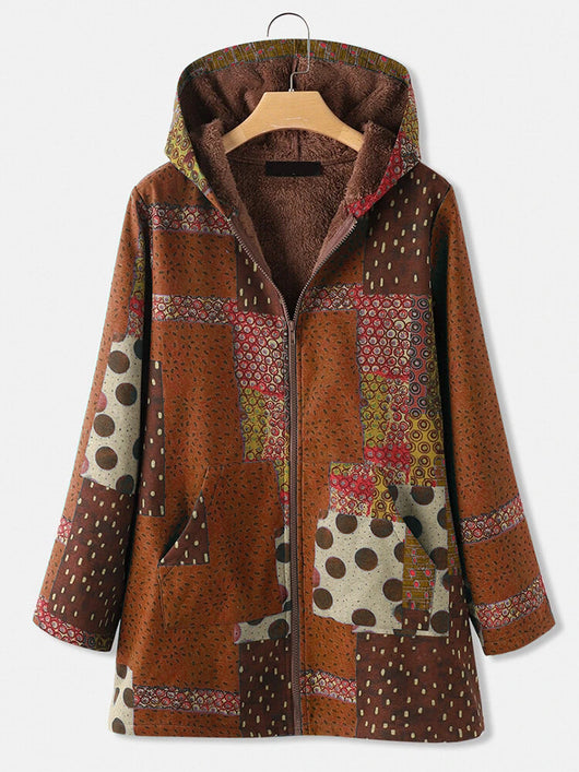 Abrigo Hoodie con Cierre Estampado para Mujer - Image 11