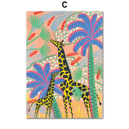 Lienzo de Pared Jungle Tropical con Koala, Tigre, Leopardo y Flores - Image 4