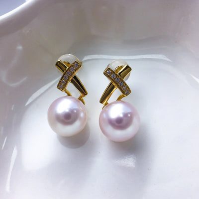 Aretes de Oro 18K con Circonita y Perla Marina - Image 8