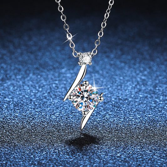 Collar de Plata Esterlina S925 con Cadena de Clavícula y Moissanita