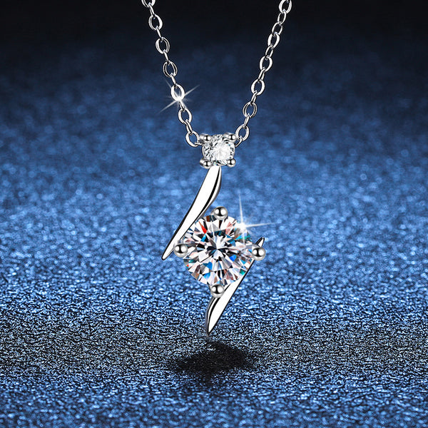 Collar de Plata Esterlina S925 con Cadena de Clavícula y Moissanita