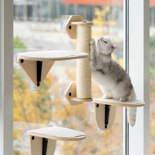 Árbol Rascador Vertical para Pared de Vidrio