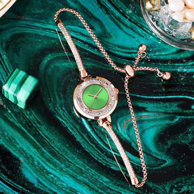 Reloj Pulsera Mujer Correa Delgada Rhinestone Efecto Arena Movible Ajustable - Image 12