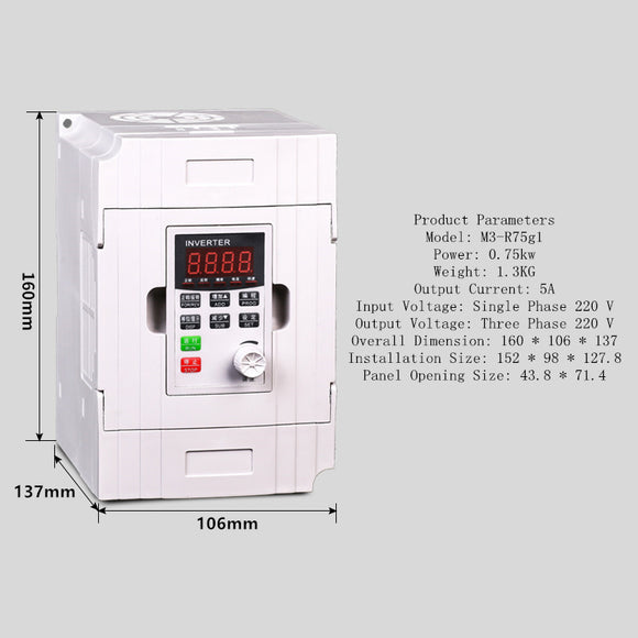 Variador de Frecuencia Trifásico 380V - Control de Velocidad 0.75 a 7.5kW