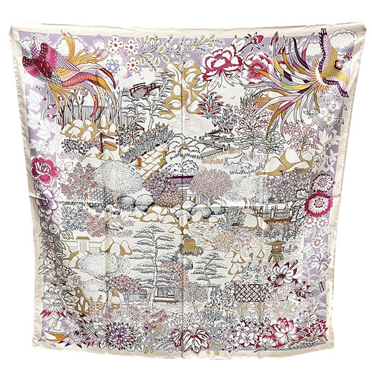 Pañuelo de Seda Estampado Cuadrado Elegante Retro para Mujer - Image 5