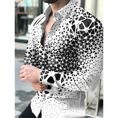 Camisa Casual de Manga Larga con Impresión Digital 3D para Hombre - Image 25