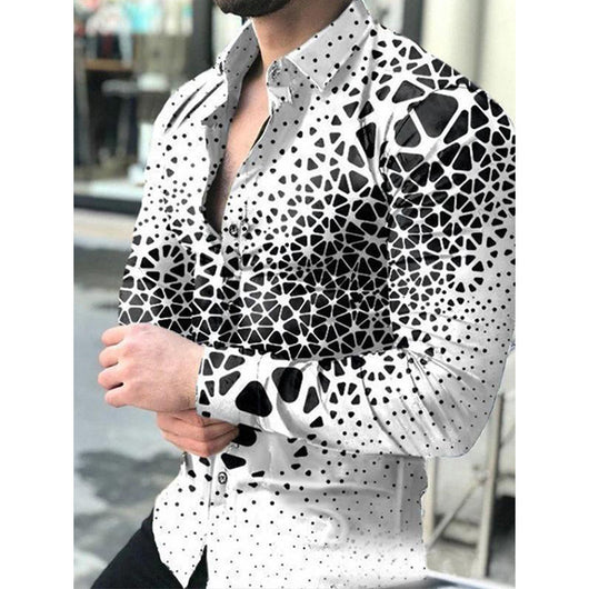 Camisa Casual de Manga Larga con Impresión Digital 3D para Hombre - Image 25