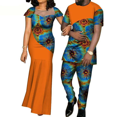 Conjunto de Traje a Juego en Algodón con Estampado Batik