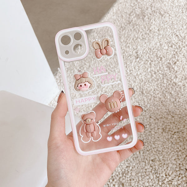 Funda Transparente 3D con Moño de Silicona Suave para Celular