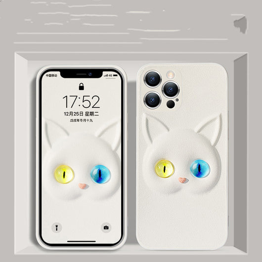 Funda Protectora para iPhone con Diseño de Gato Kawaii