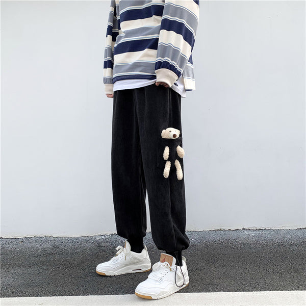 Pantalones Deportivos Casuales de Cordel y Forro Polar para Hombre