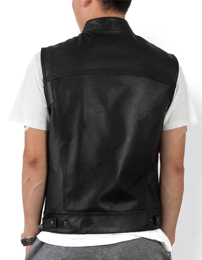 Chaleco de Cuero PU Liso para Hombre - Image 9